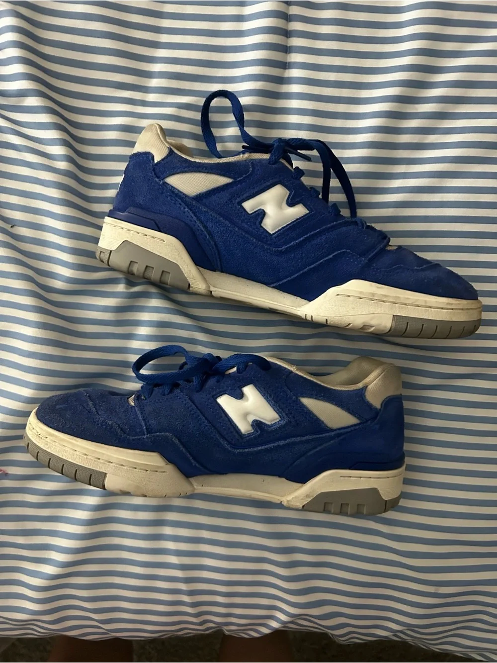 New Balance white sneaker with blue trim